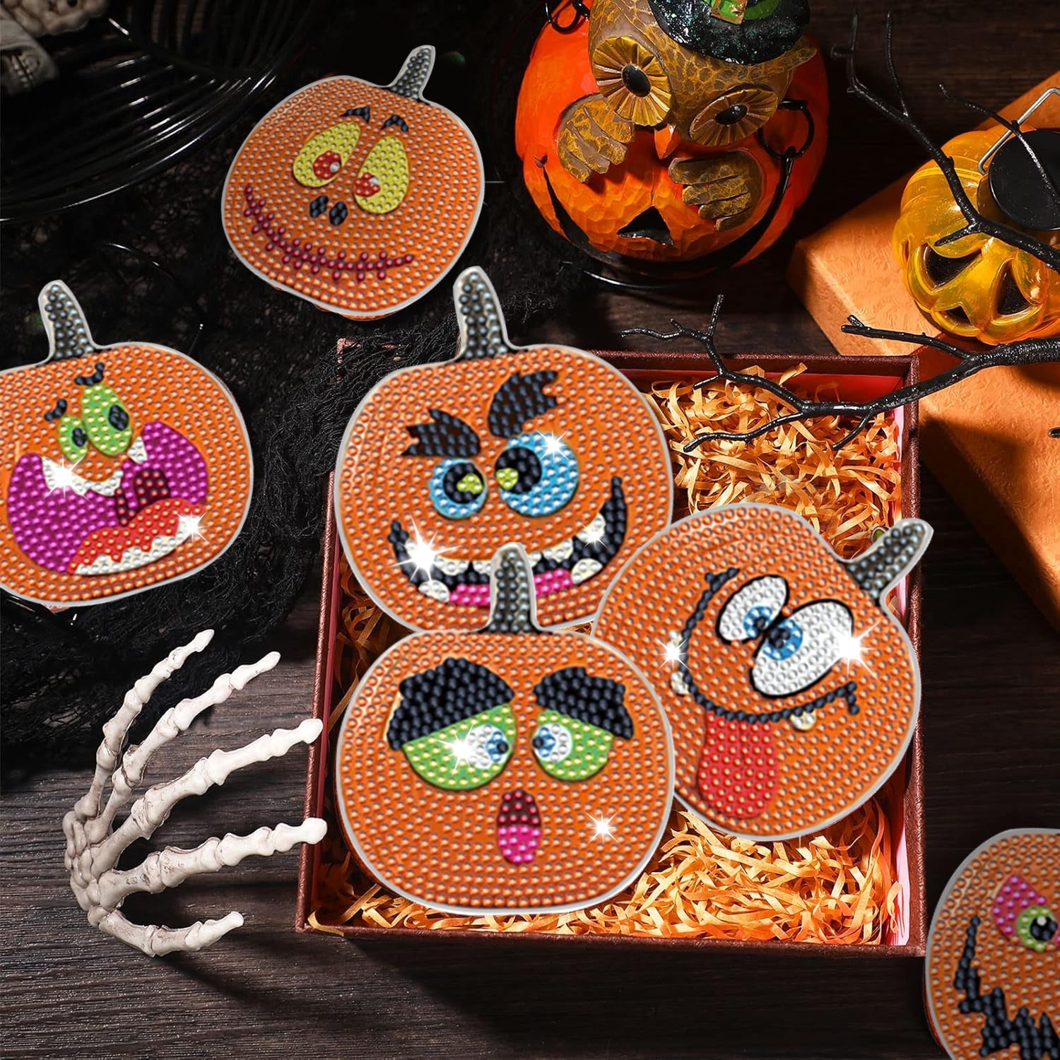 8 Packs Halloween Rhinestones Art Coasters - Discount Halloween City