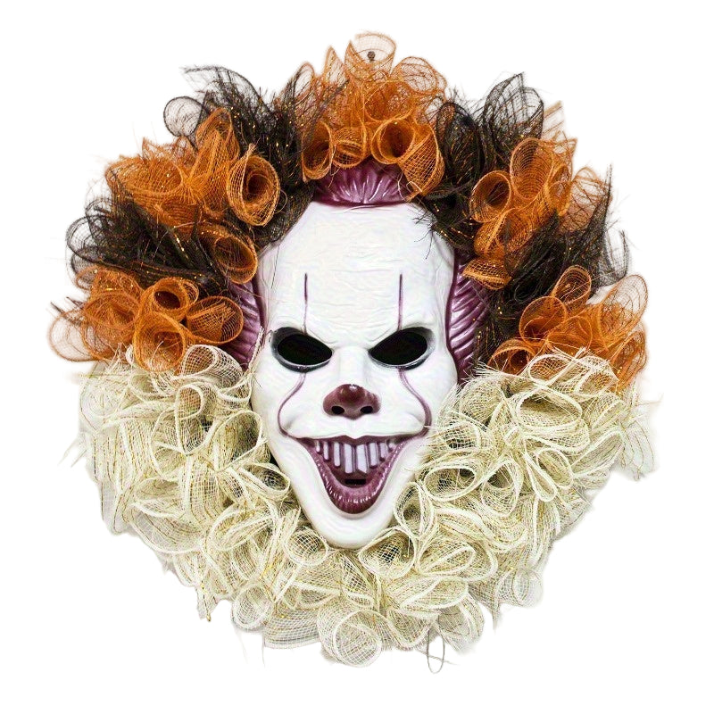 Halloween Joker Mask Wreath Horror Party Decor