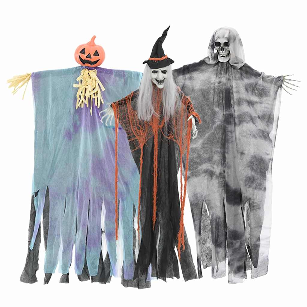 Hanging Halloween Ghost 3 Pcs Multicolor 24 × 38.2 in (61 × 97 cm) - Discount Halloween City