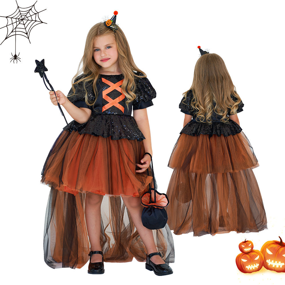 Halloween Girls' Witch Performance Costume Party Dress - Discount Halloween City