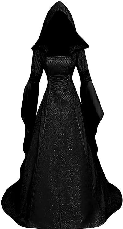 Halloween Medieval Vintage Hooded Robe Witch Cosplay - Discount Halloween City