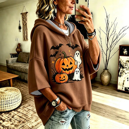 Digital-print Loose-fit Hooded Sweatshirt - alternate view 4