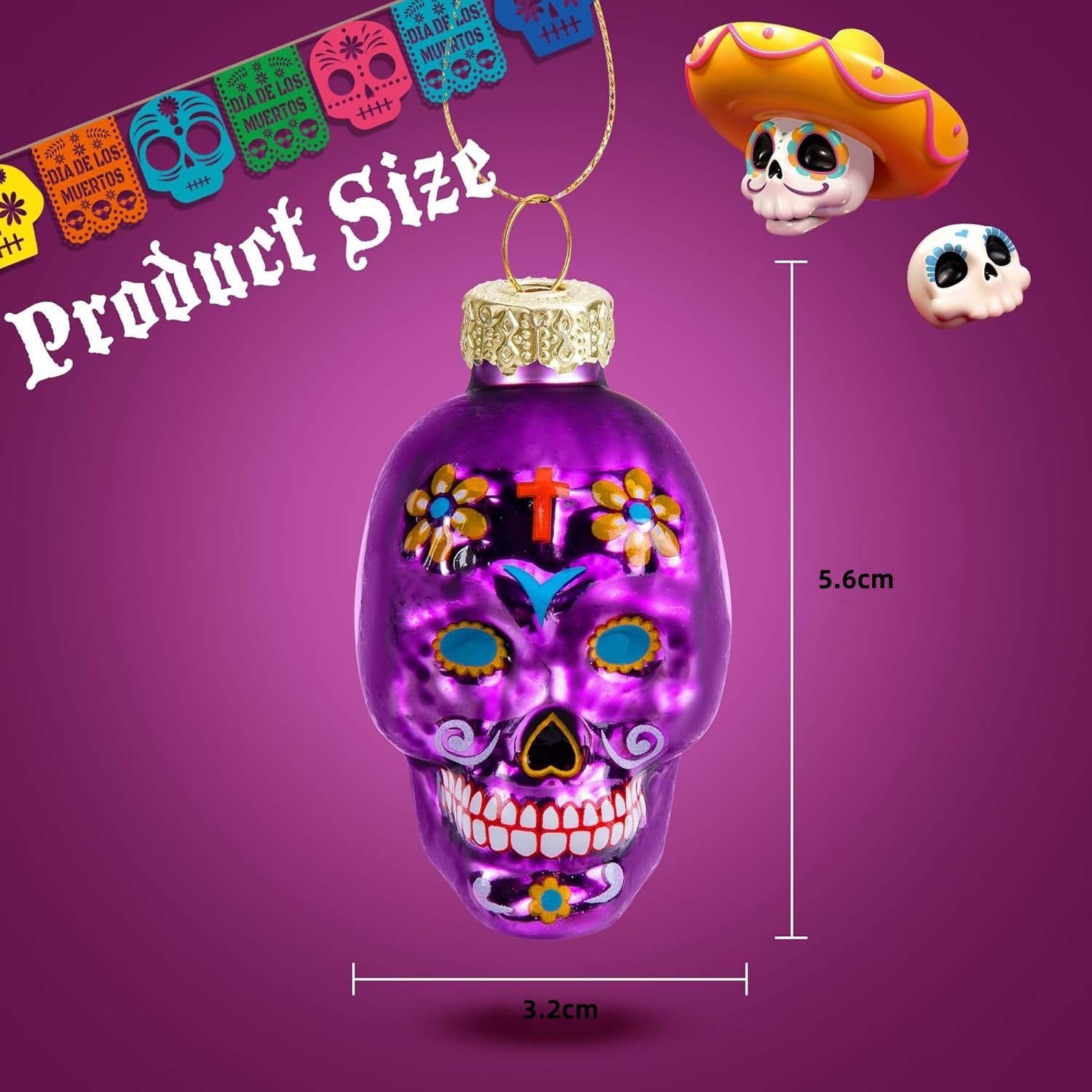 Halloween Glass Skull Ornament Set - Discount Halloween City