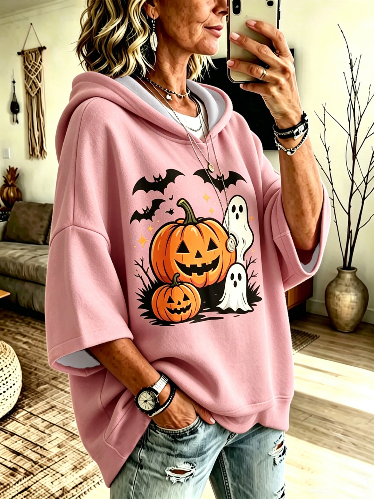 Digital Print Halloween Hooded Sweatshirt - product image 8