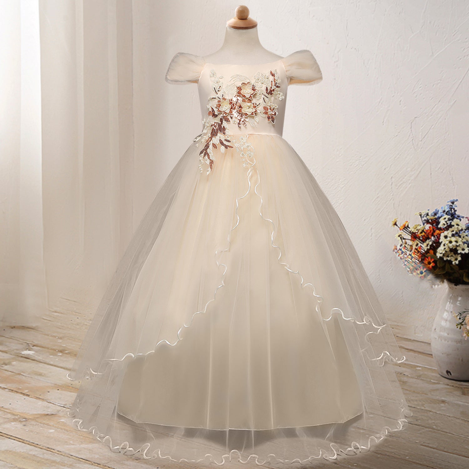 Halloween One-shoulder Princess Flower Dress Costume - Discount Halloween City