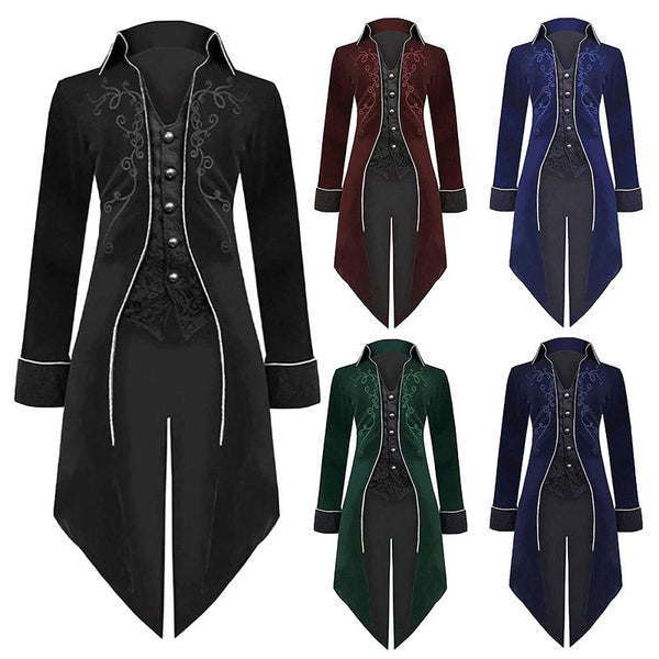 Halloween Swallowtail Vintage Costume Mid-length Punk Coat - Discount Halloween City