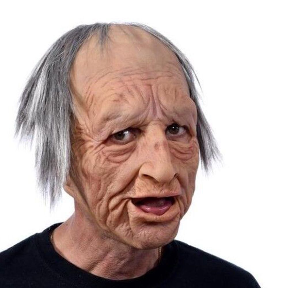 Halloween Granny Mask Latex Headgear Wig Mask - Discount Halloween City