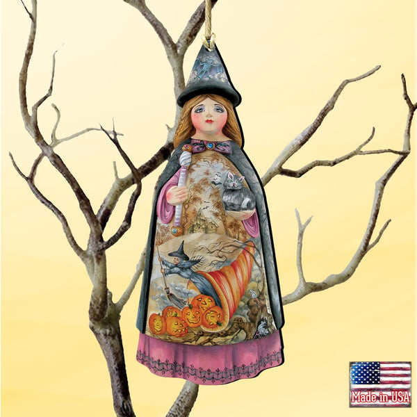 Halloween Witch Wooden Ornament