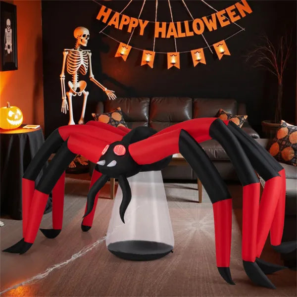 10 FT Wide 5 FT Tall Giant Halloween Inflatable Spider - LED