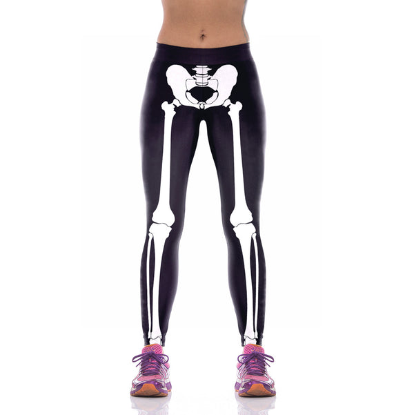 Women's Halloween Digital Printed Sports Pants Zombie Bride Tight Elastic Pants Costume - Discount Halloween City