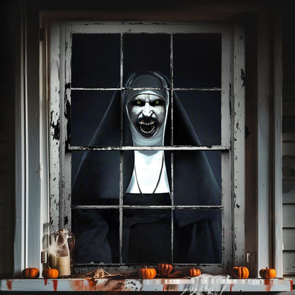 3D Holiday Halloween Horror Witch Window Cover Family Party Decoration Witch Zombie - Discount Halloween City