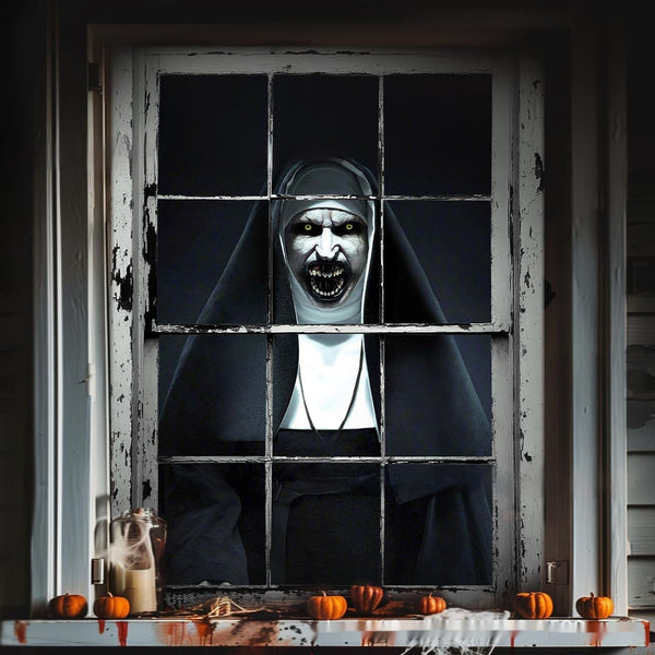 3D Holiday Halloween Horror Witch Window Cover Family Party Decoration Witch Zombie - Discount Halloween City