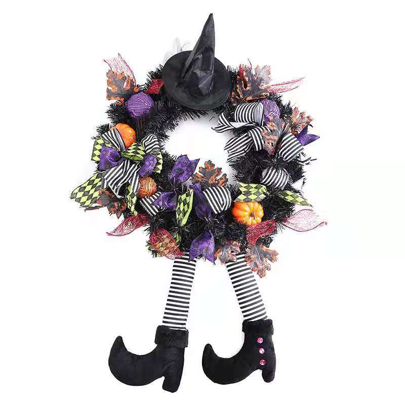 Halloween Door Hanging Wreath Supplies Decoration Witch Hat - Discount Halloween City