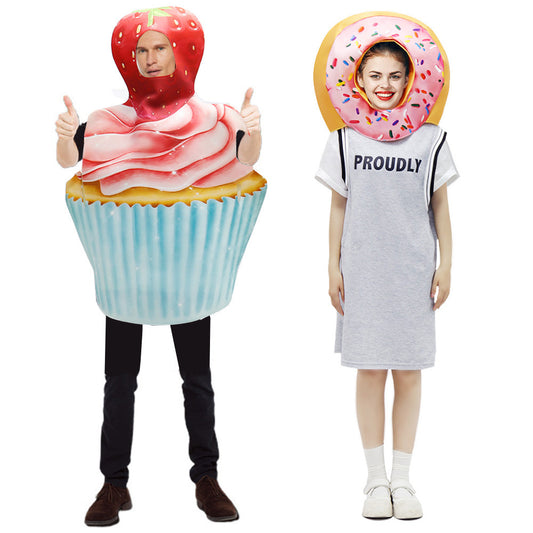 Halloween Party COS Donut Head Set Strawberry Cake Props - Costumes
