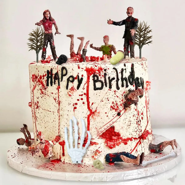 17 Pieces Zombie Cake Decoration Horror Zombie Theme Party - Discount Halloween City