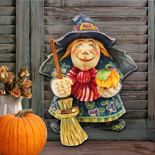 Witch & Broom Halloween Door Decoration