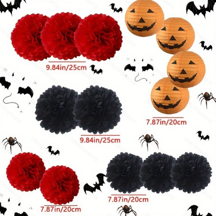 Halloween Carnival Theme Party Lantern Paper Flower Ball Set - Discount Halloween City