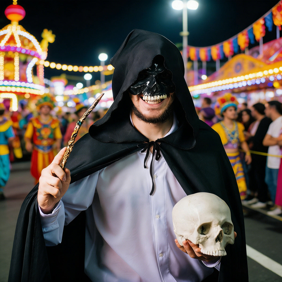 Classic Long Black Halloween Costume Cape - product image 3