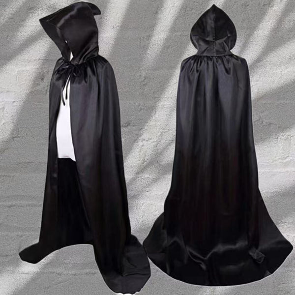 Halloween Costume Satin Black Grim Reaper Cloak Cape - Discount Halloween City
