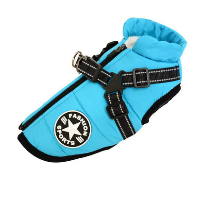 Waterproof Dog Clothes Winter Dog Coat with Harness Warm Pet - Pet Costumes