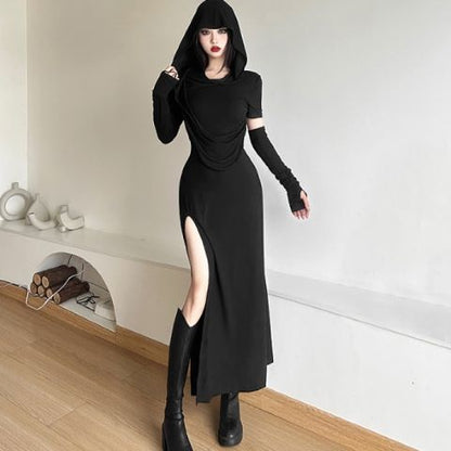 Halloween High Waist Sheath Dress Dark Witch Party Costume - Costumes