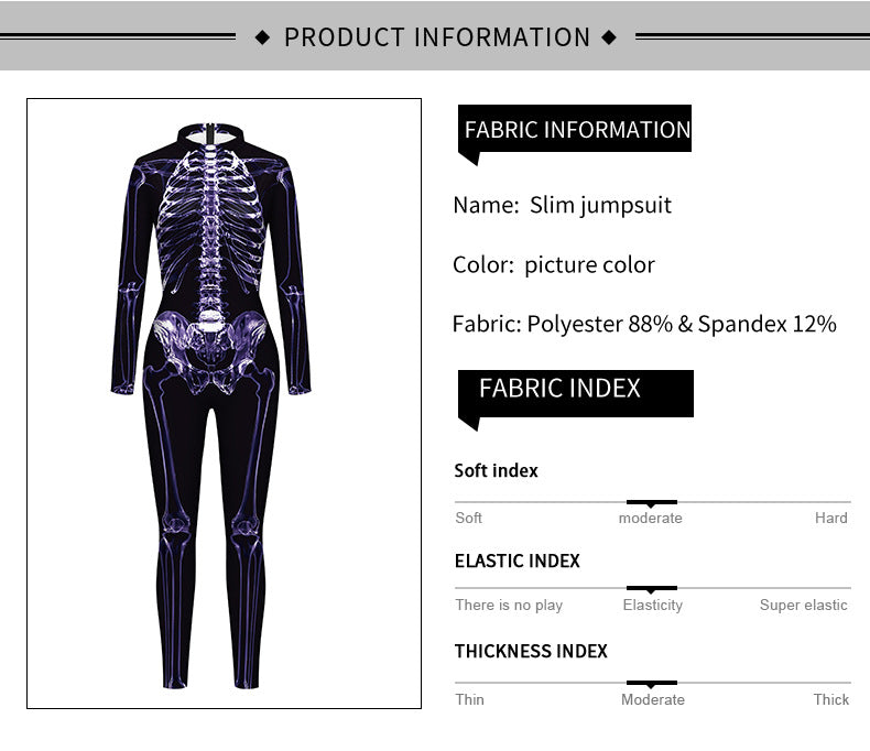 Halloween Funny Skeleton 3d Printed Stage Costume Jumpsuit - Discount Halloween City