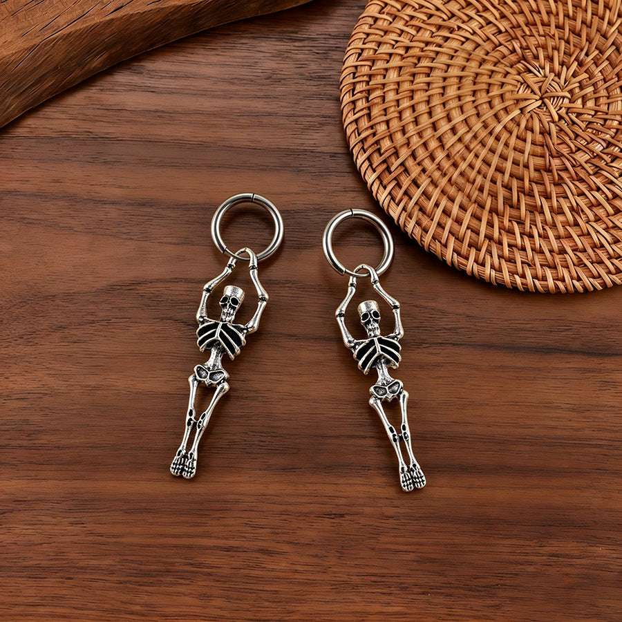Vintage Human Skeleton Ear Cuffs - Exaggerated Gothic Punk - Discount Halloween City