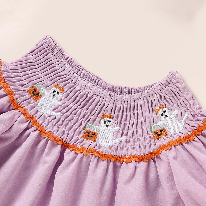 Infant Baby Girls Halloween Dress Ghost Embroidery Dress - Discount Halloween City