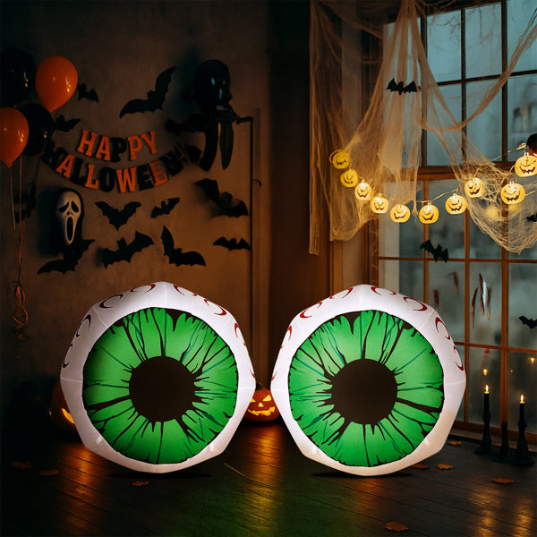2-Piece 3-Ft Green Eyeball Halloween Decoration Set