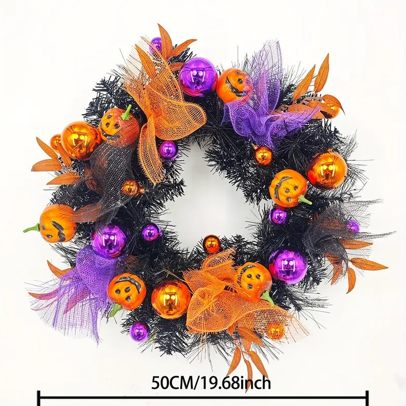 Halloween Pumpkin Wreath Door Decoration