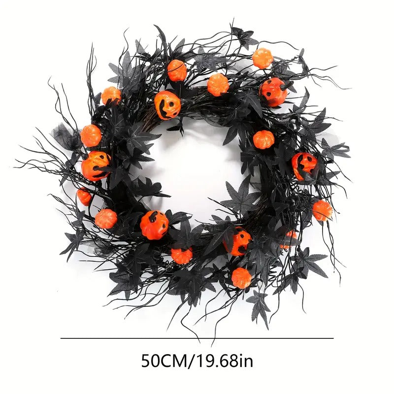 Halloween Pumpkin Wreath Door Hanging Decoration