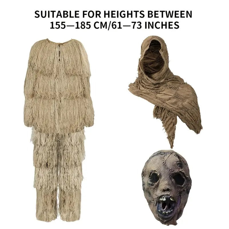 Scary Scarecrow Halloween Costume Set with Mask-4