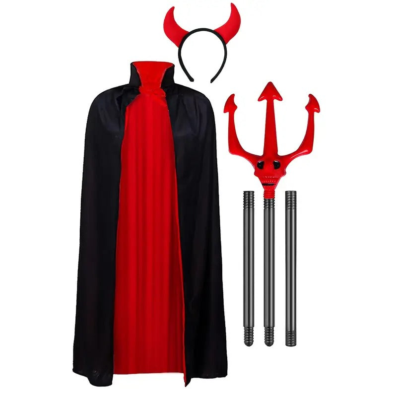 Halloween Devil Cloak Costume Set (3pcs)-0