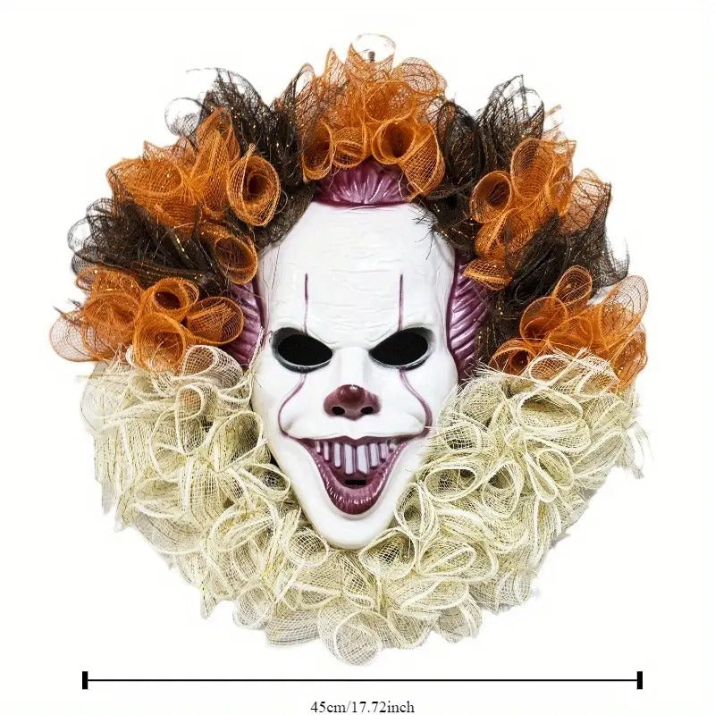 Halloween Joker Mask Wreath Horror Party Decor