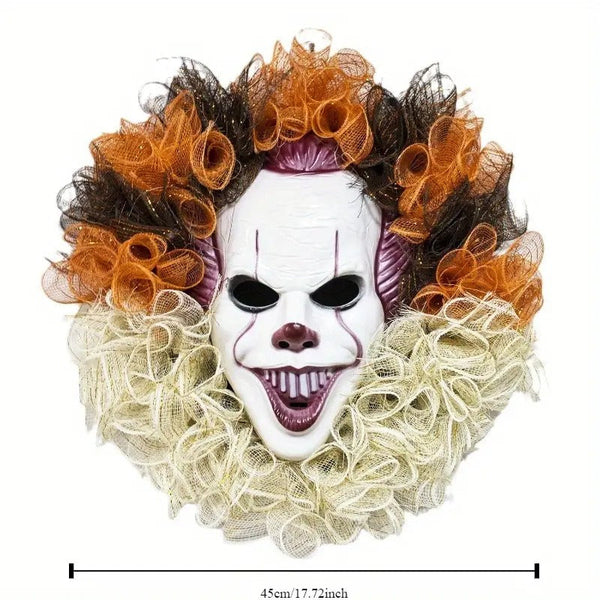 Halloween Joker Mask Wreath Horror Party Decor