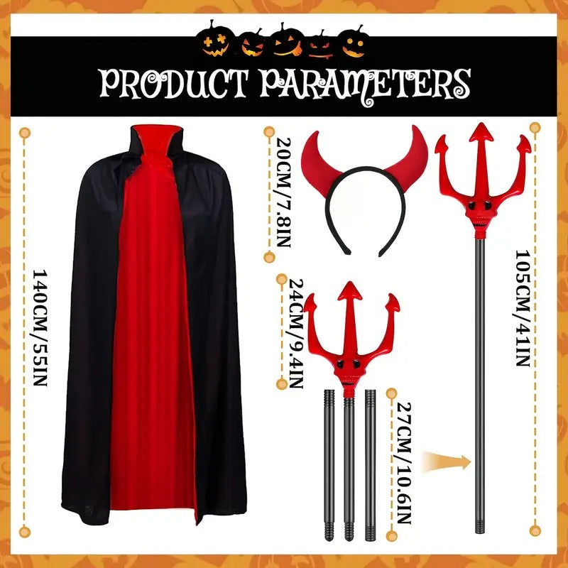 Halloween Devil Cloak Costume Set (3pcs)-1
