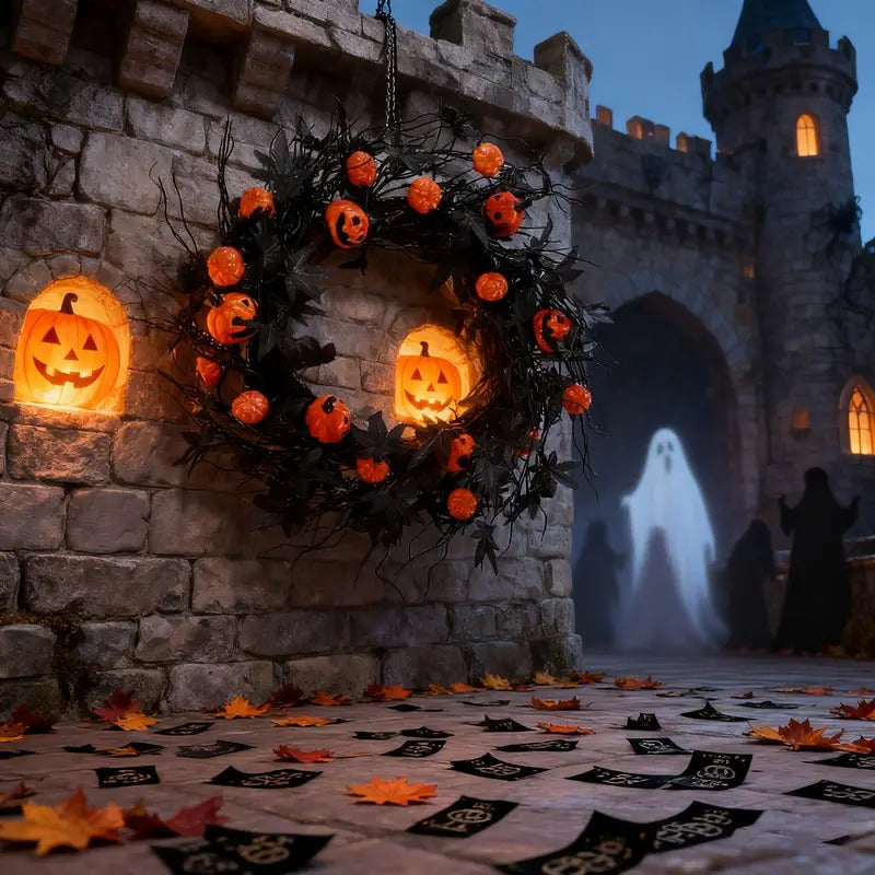 Halloween Pumpkin Wreath Door Hanging Decoration