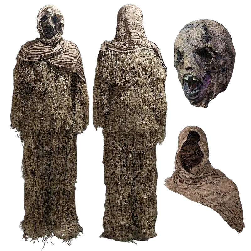 Scary Scarecrow Halloween Costume Set with Mask-0