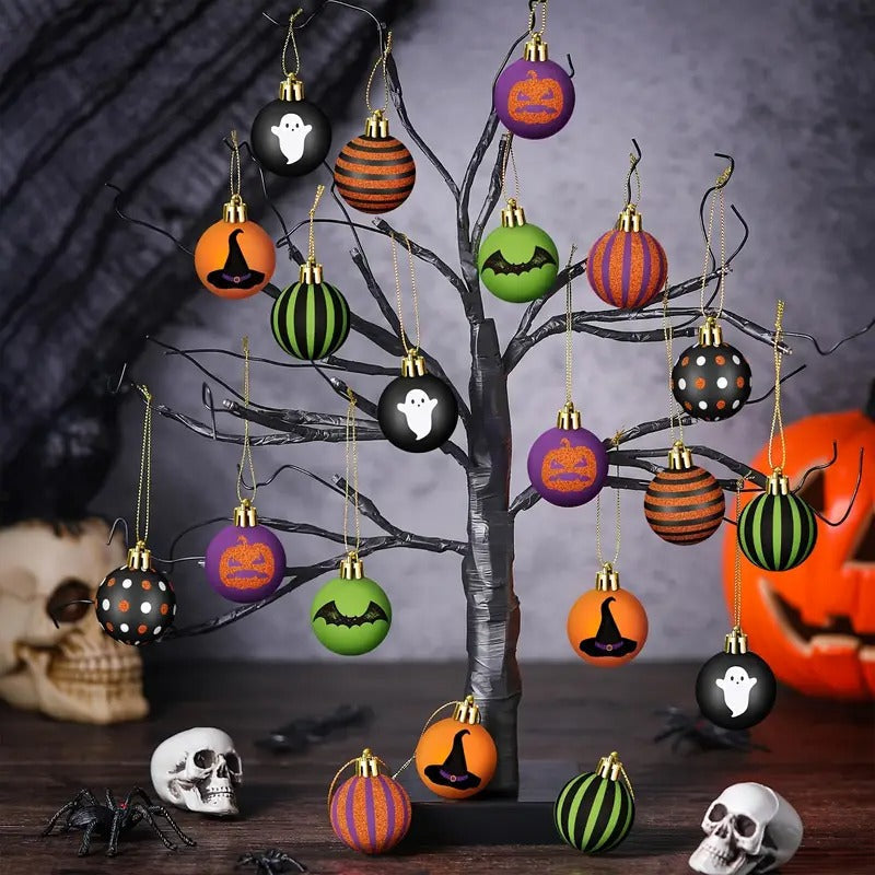 Halloween Tree Ornaments Spooky Baubles Set (24pcs)
