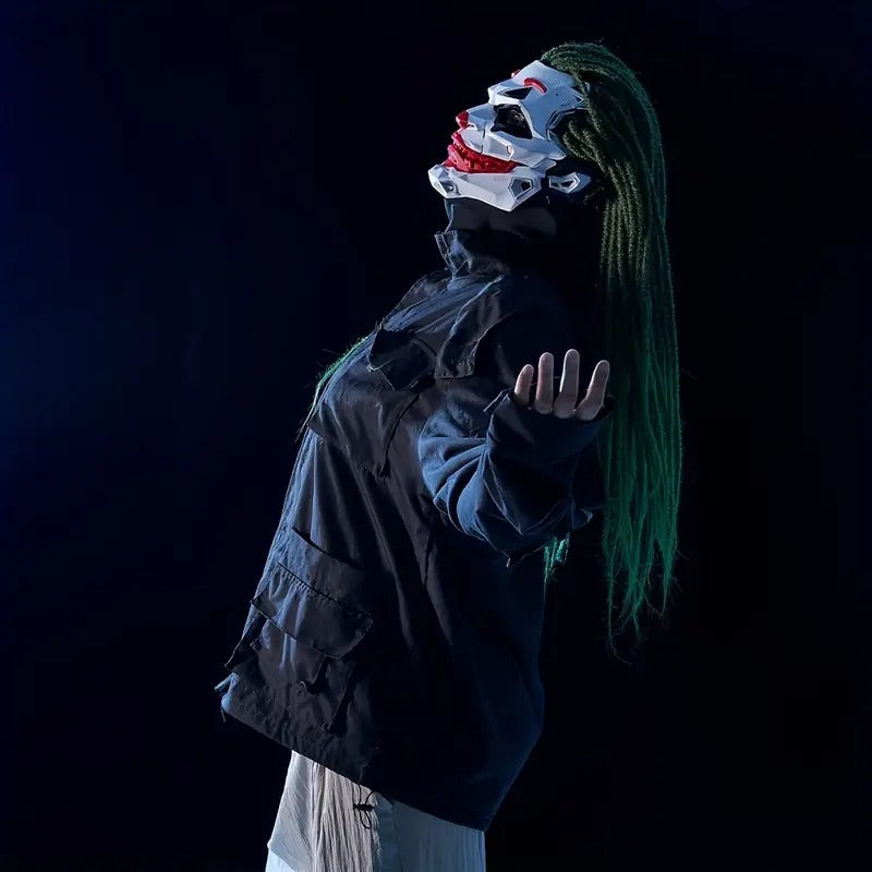 Joker Clown Mask with Braids - Halloween Costume Accessory