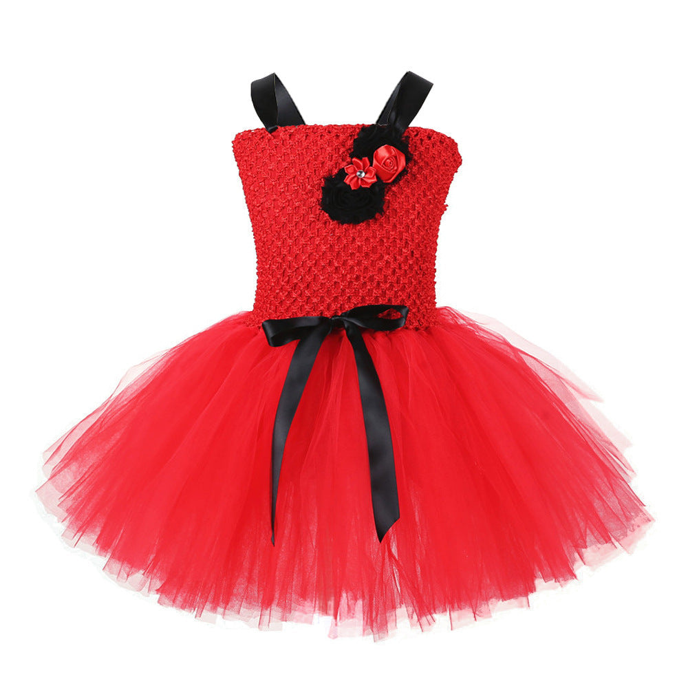 Children Girls’ Halloween Costume Set: Sleeveless Red Tulle Dress with Cosplay Accessories – Sets, MyKids-USA®, Costume Dresses, MyKids-USA - Size/Age - S (1-3Y) - Color - Red -  -  - TR2409071104-A.