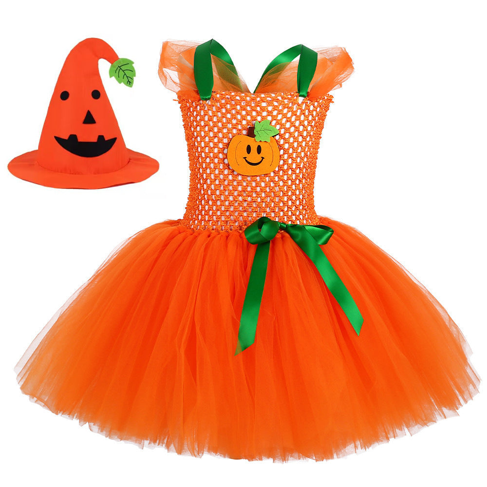 Arrival Girls’ Halloween Pumpkin Pattern Dress – Princess Cosplay Costume Set Party, and Stage Performance, MyKids-USA®, Costume Dresses, MyKids-USA - Size/Age - S (1-2Y) - Color - Light Green -  -  - TR2508202028-D.