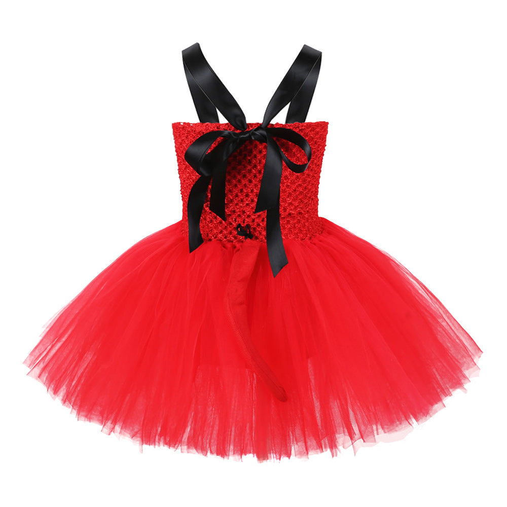 Children Girls’ Halloween Costume Set: Sleeveless Red Tulle Dress with Cosplay Accessories – Sets, MyKids-USA®, Costume Dresses, MyKids-USA -  -  -  -  -  -  - .