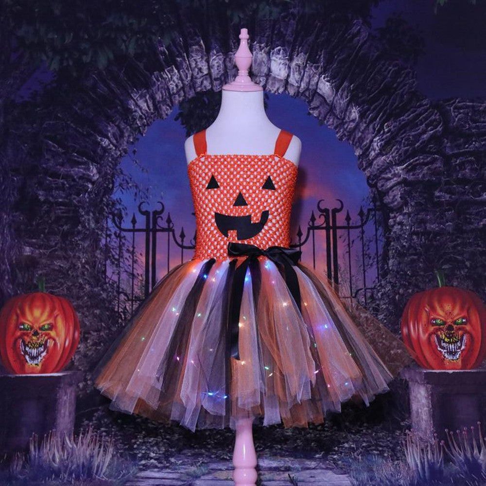 Arrival Girls’ Halloween Pumpkin Pattern Dress – Princess Cosplay Costume Set Party, and Stage Performance, MyKids-USA®, Costume Dresses, MyKids-USA - Size/Age - S (1-2Y) - Color - Blue -  -  - TR2508202028-B.