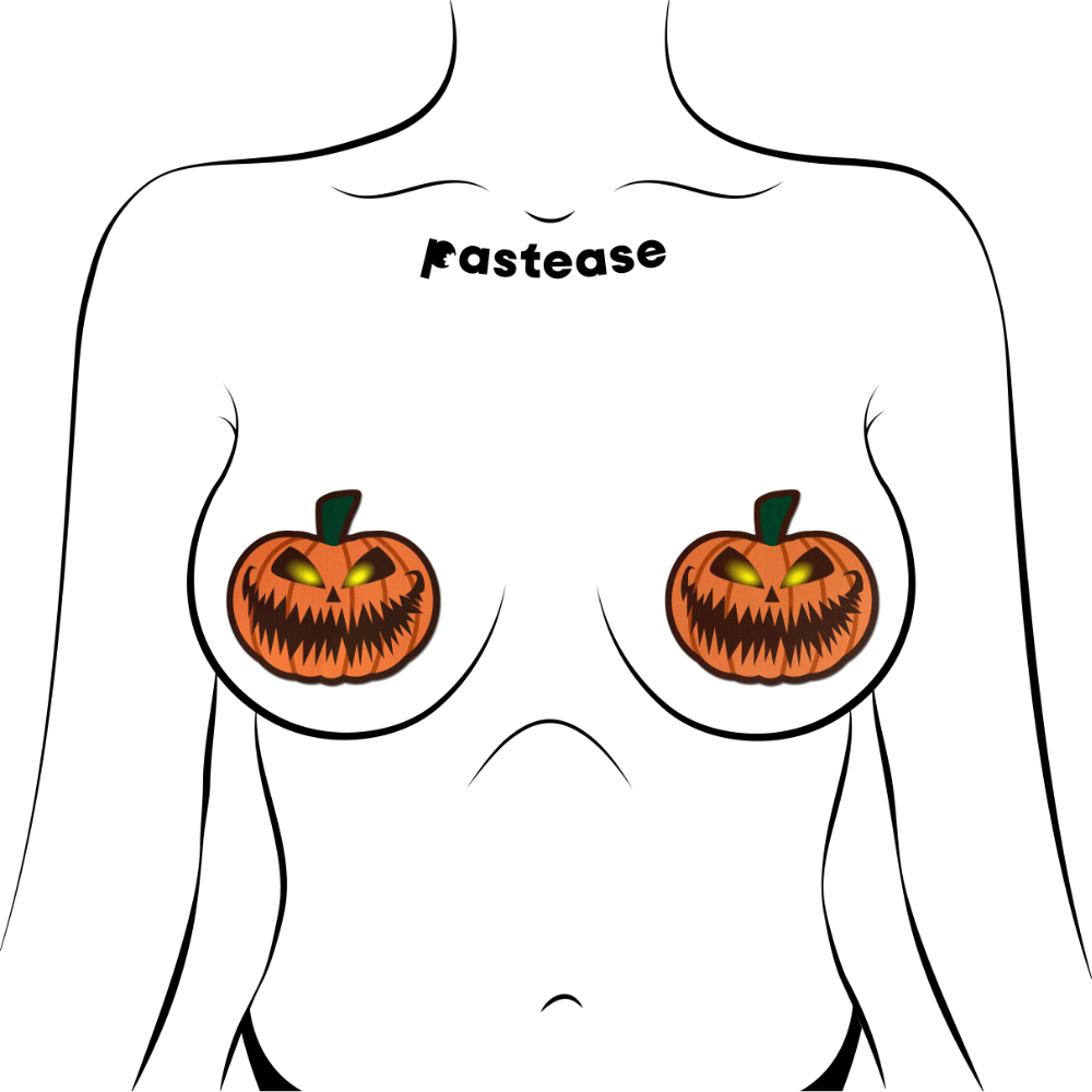5-Pack: Pumpkin: Terrifying Halloween Jack O' Lantern Nipple Pasties by Pastease® o/s