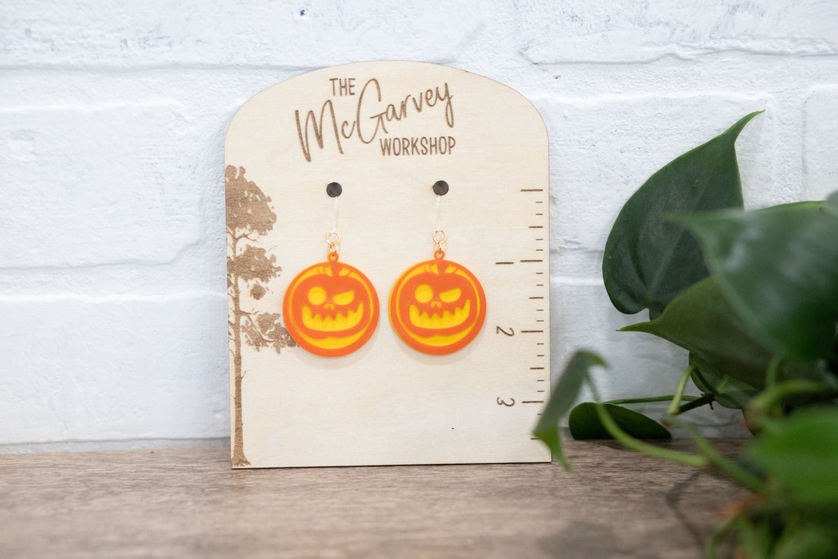 Pumpkin Dangle Earrings, Halloween Earrings, Plastic Earrings, Hypoallergenic